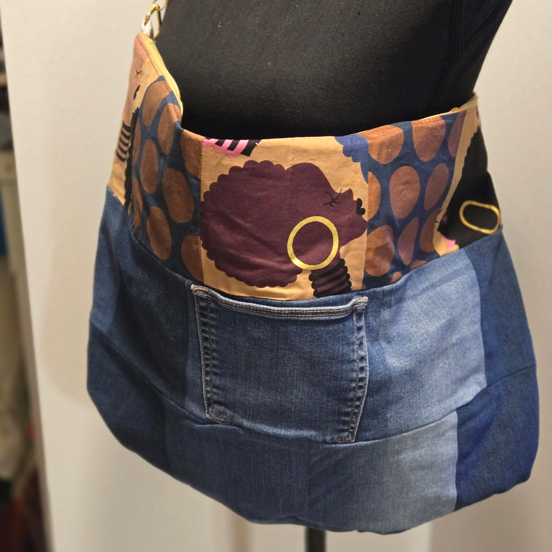 Mixed Print Hobo Bag